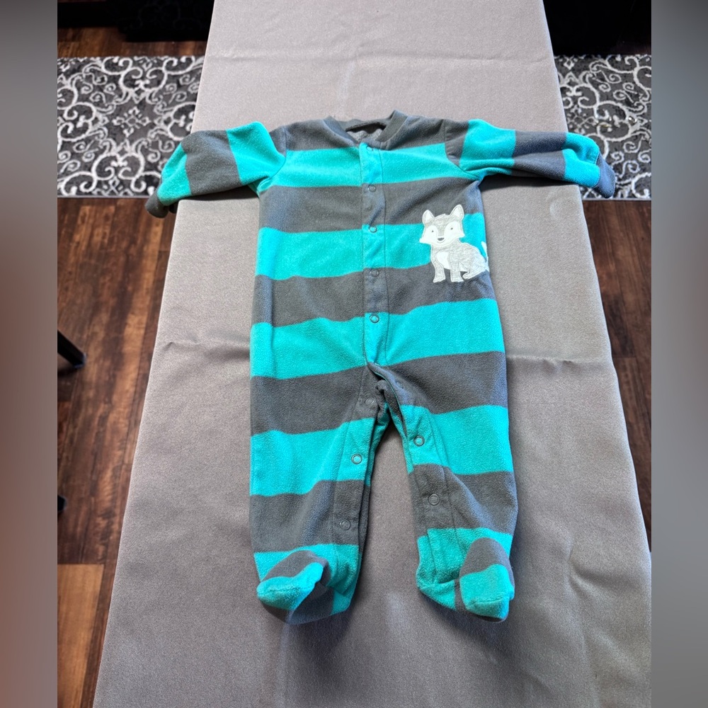 Carter's Teal and Gray Striped Footie